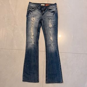 Indigo rein | skinny flare bottom jeans